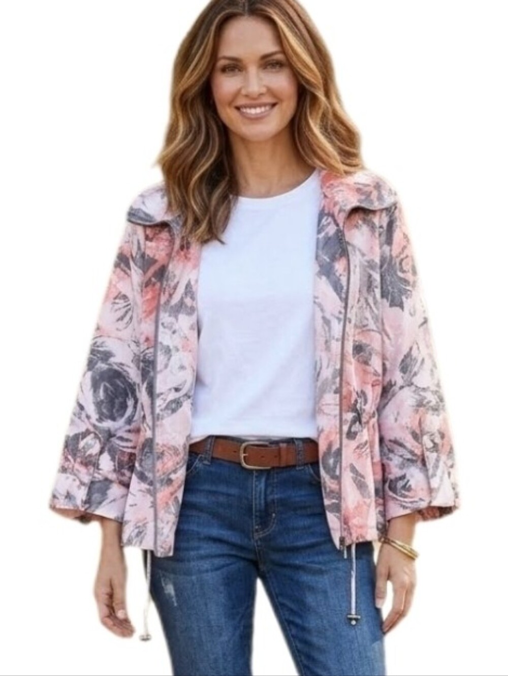 Ruby Rd. Lightweight Jacket Abstract Floral Pink Size 12P